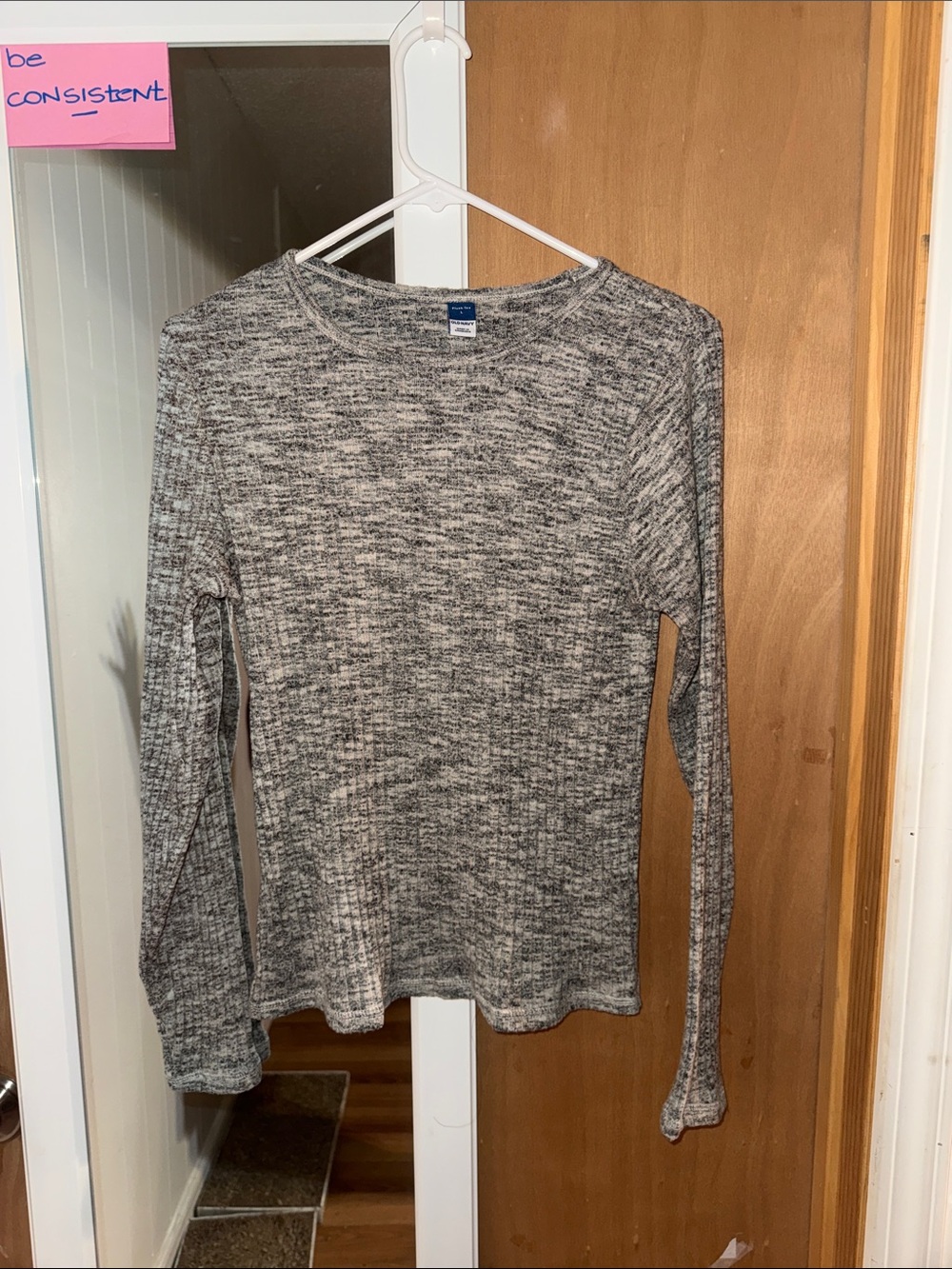 Old Navy Gray Marled Scoopneck Long Sleeve Sweater